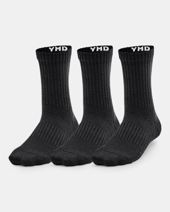 Lot de 3 paires de chaussettes hautes UA Core pour enfant, Black, pdpMainDesktop image number 0